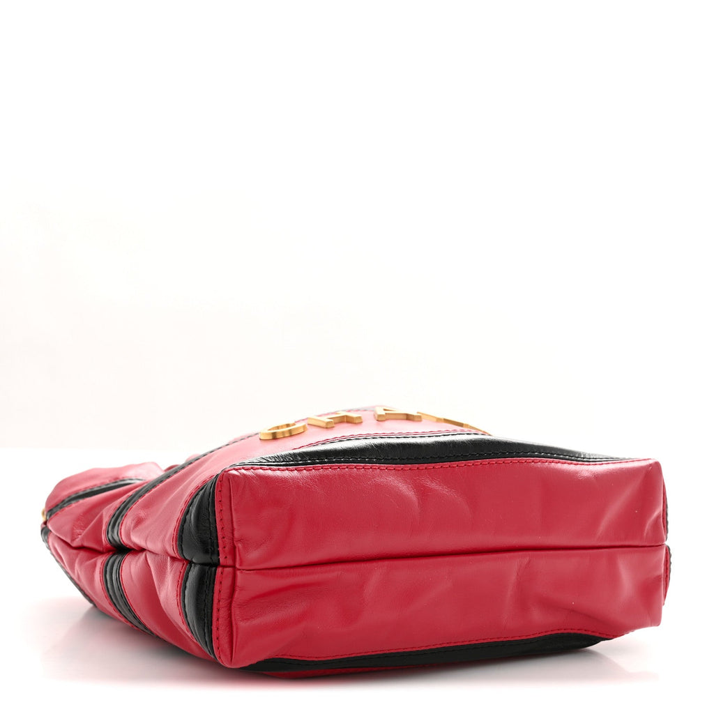 Shiny Calfskin Striped Mini Chanel 22 Red Black