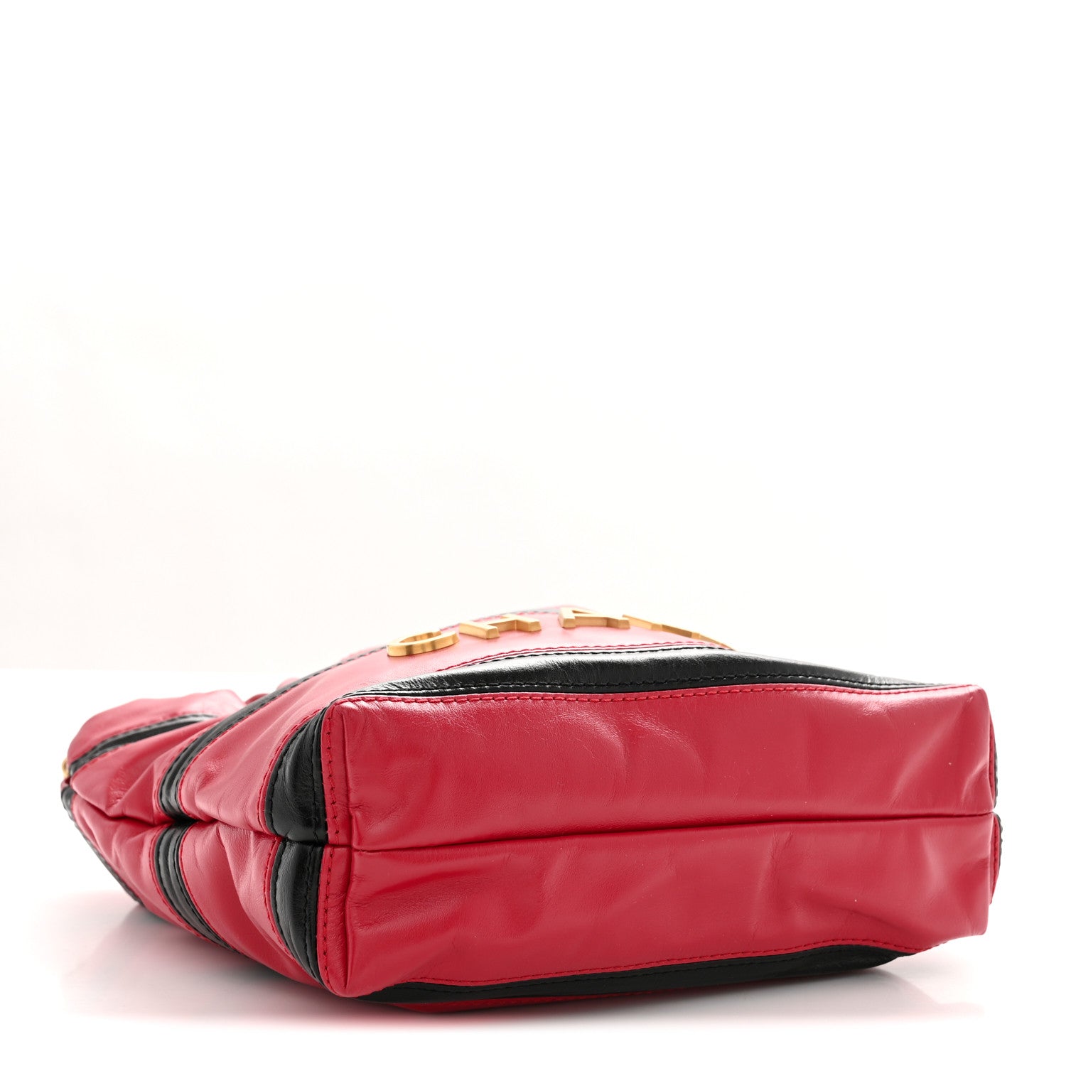 Shiny Calfskin Striped Mini Chanel 22 Red Black