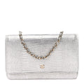 Calfskin Lizard Embossed Wallet on Chain WOC Silver