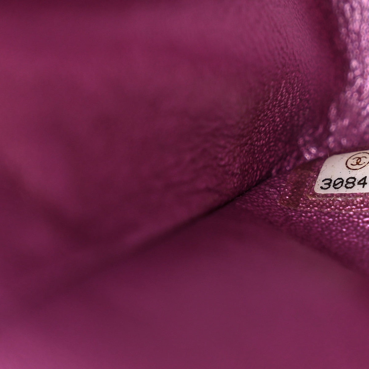 Iridescent Lambskin Quilted Medium Double Flap Purple
