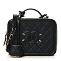 Caviar Quilted Medium CC Filigree Vanity Case Black