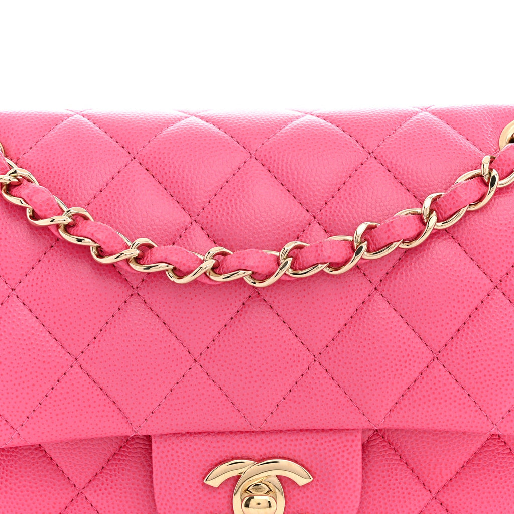 Caviar Quilted Small Double Flap Pink