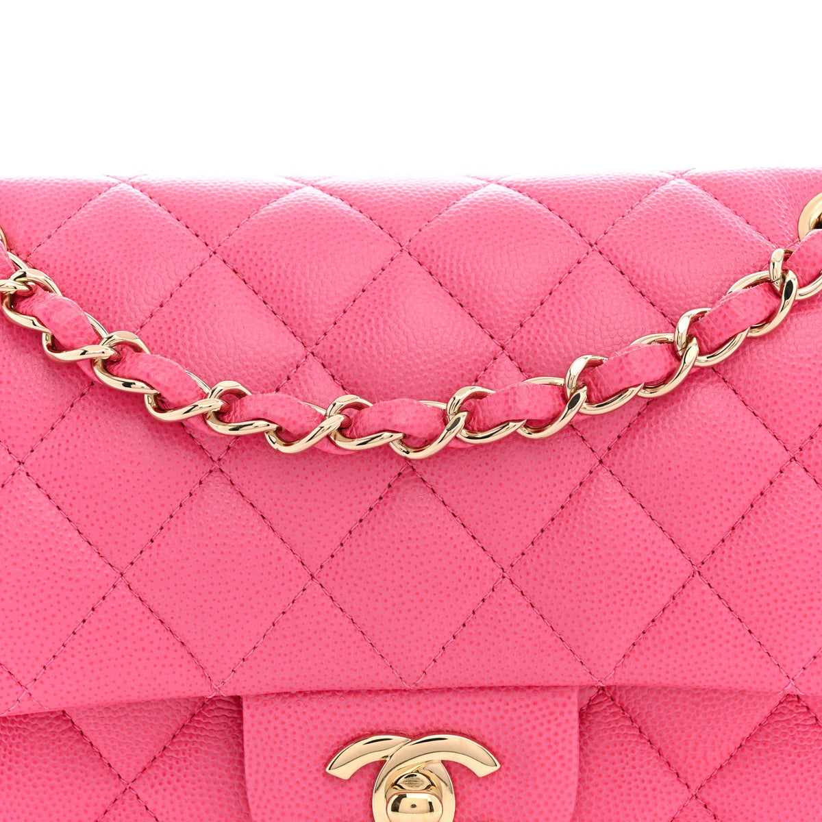 Caviar Quilted Small Double Flap Pink