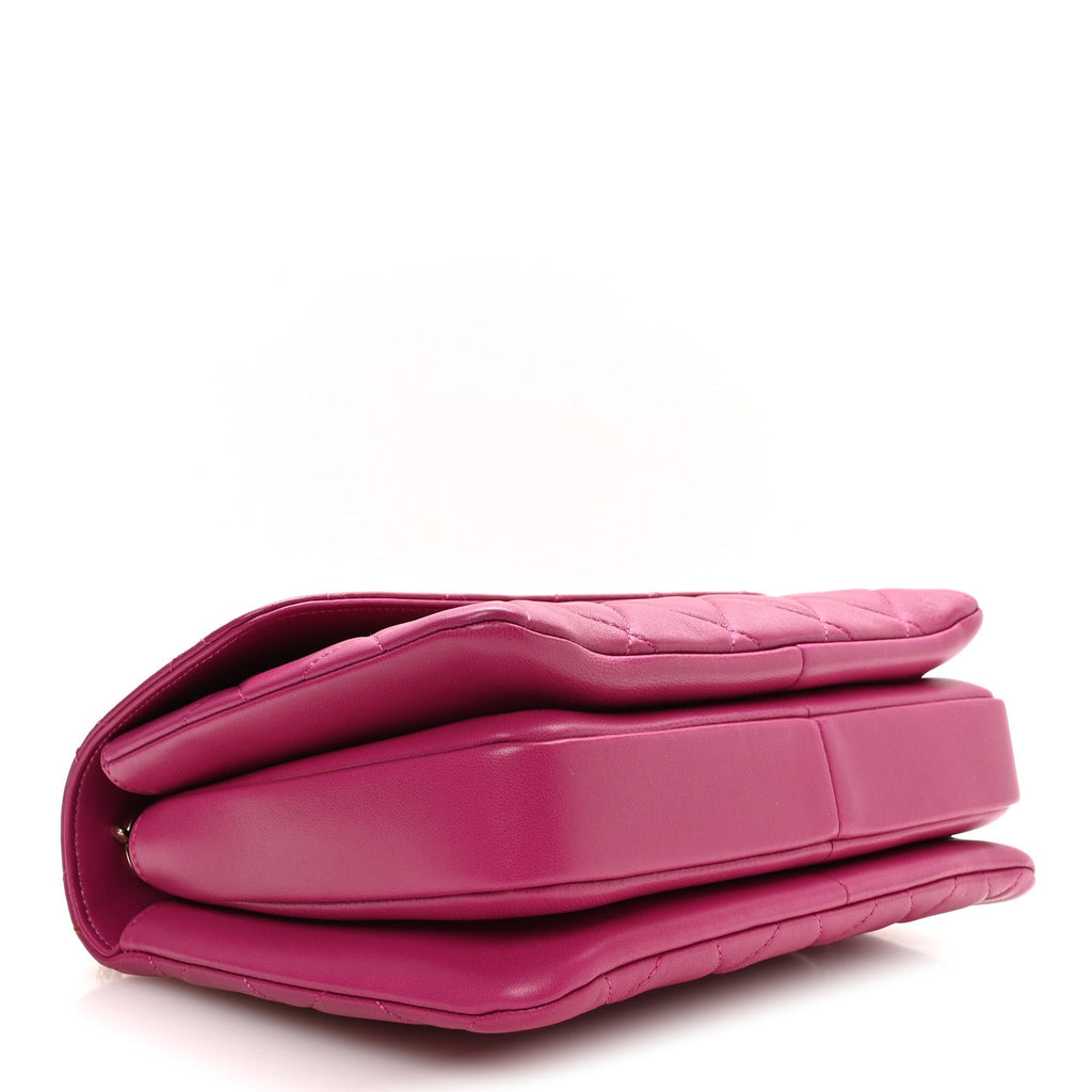 Lambskin Quilted Small Trendy CC Flap Dual Handle Bag Dark Pink