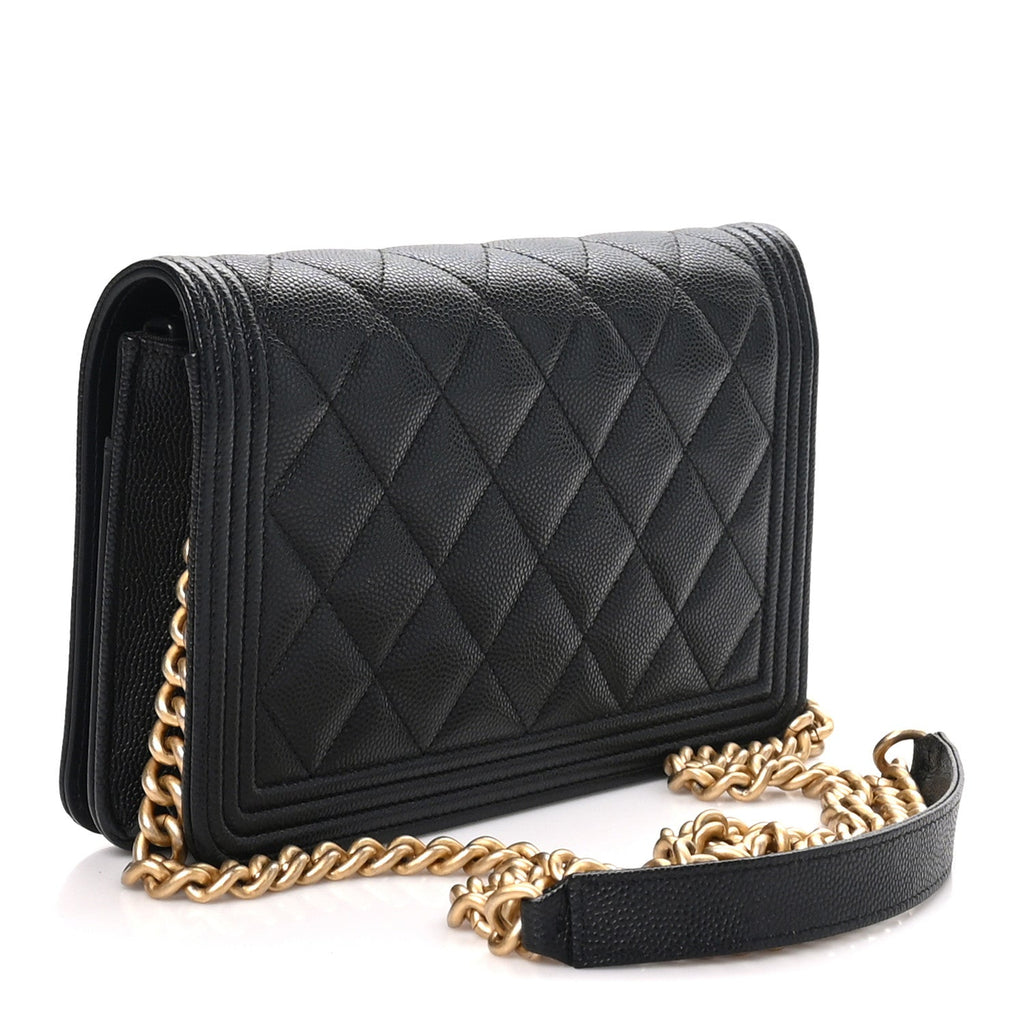 Caviar Quilted Boy Wallet On Chain WOC Black