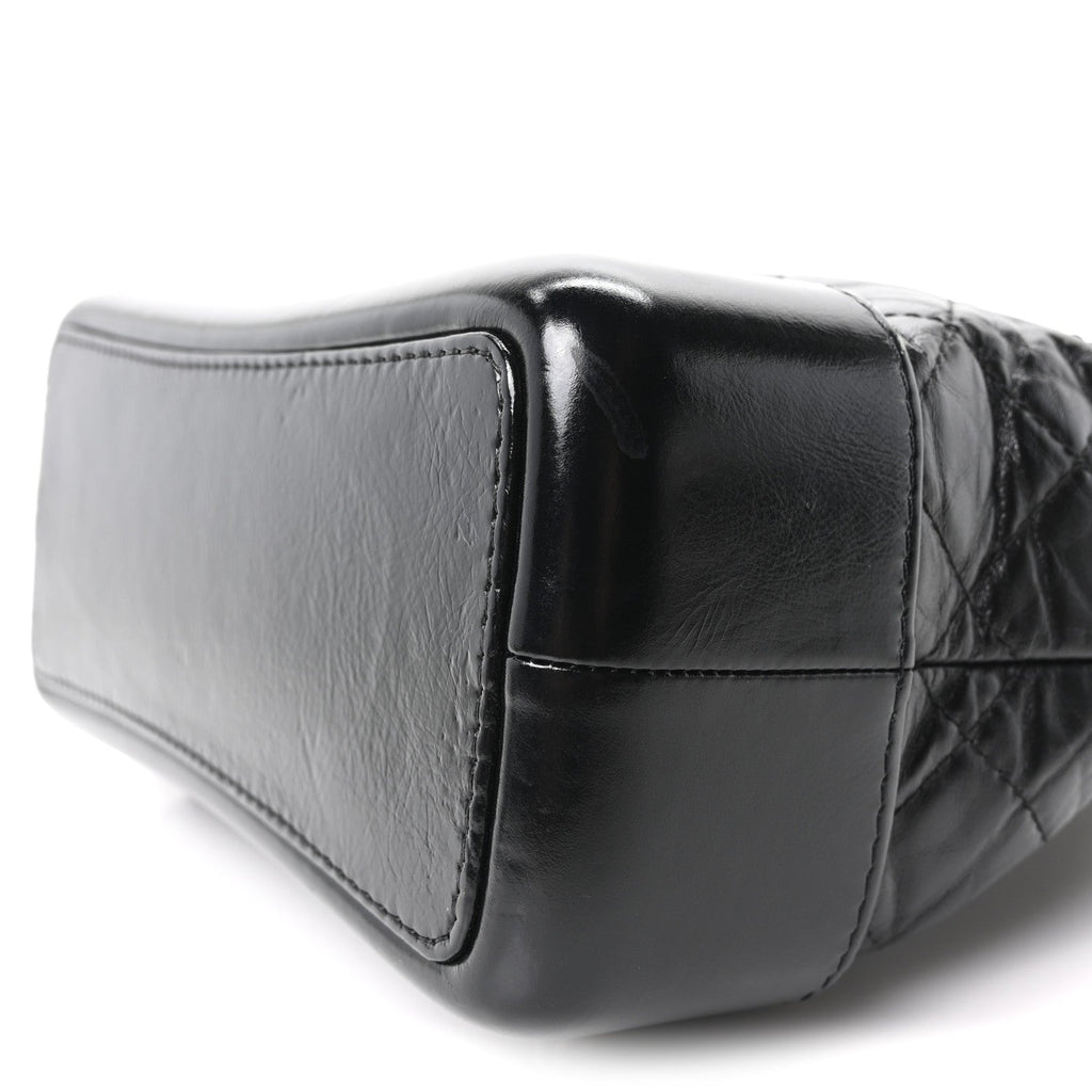 Aged Calfskin Quilted Small Gabrielle Backpack Black