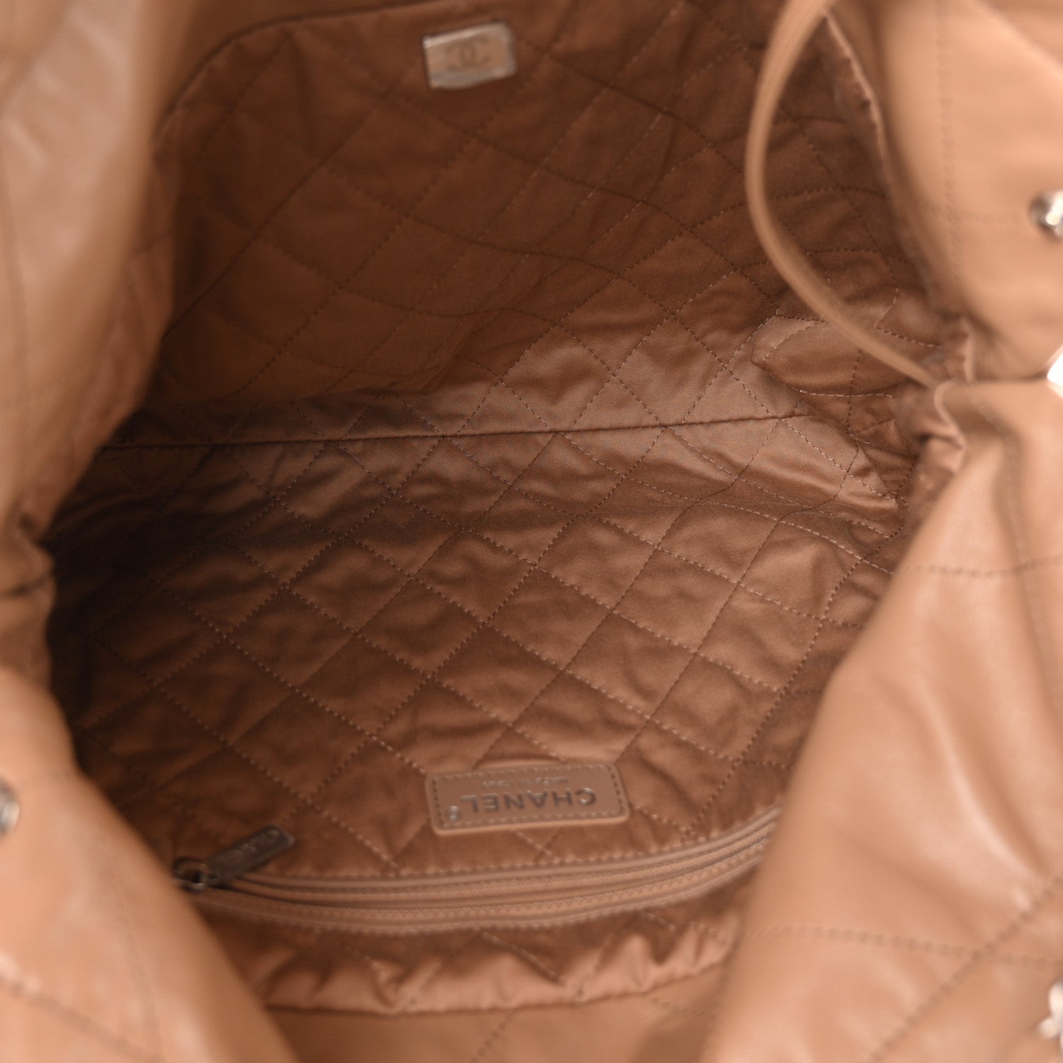 Shiny Calfskin Quilted Small Chanel 22 Beige
