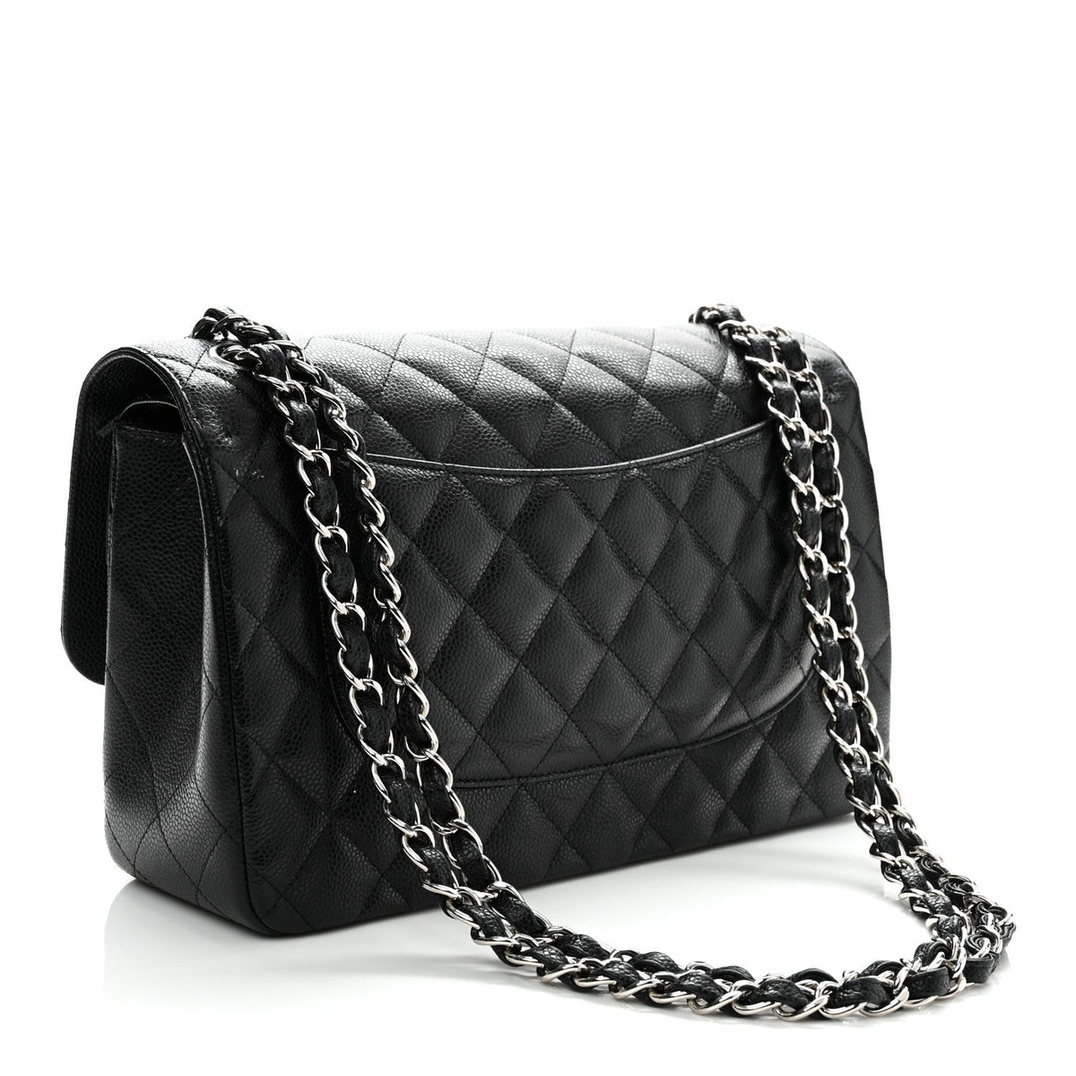 Caviar Quilted Jumbo Double Flap Black