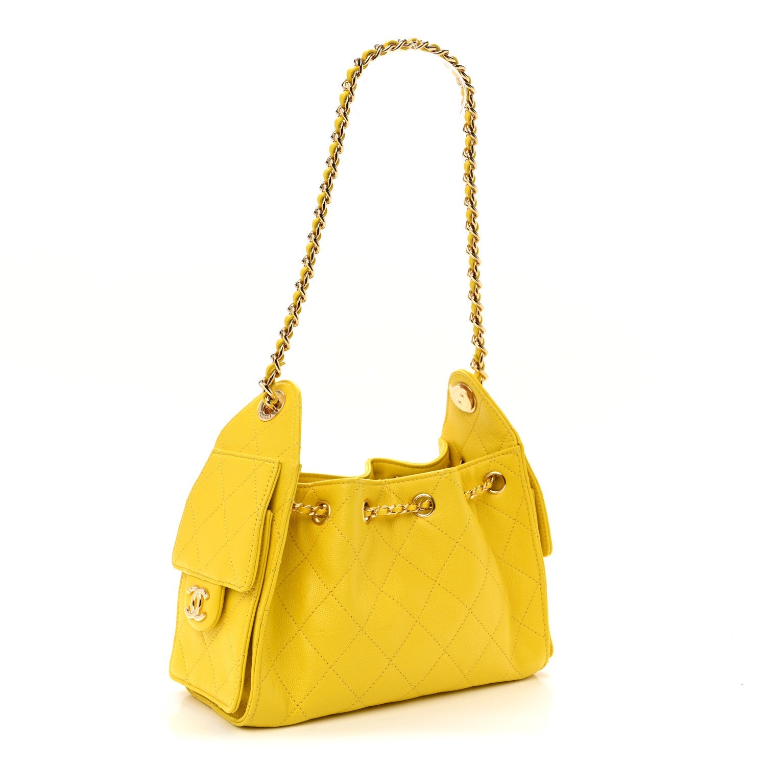 Caviar Quilted Mini Chanel 25 Handbag  Yellow