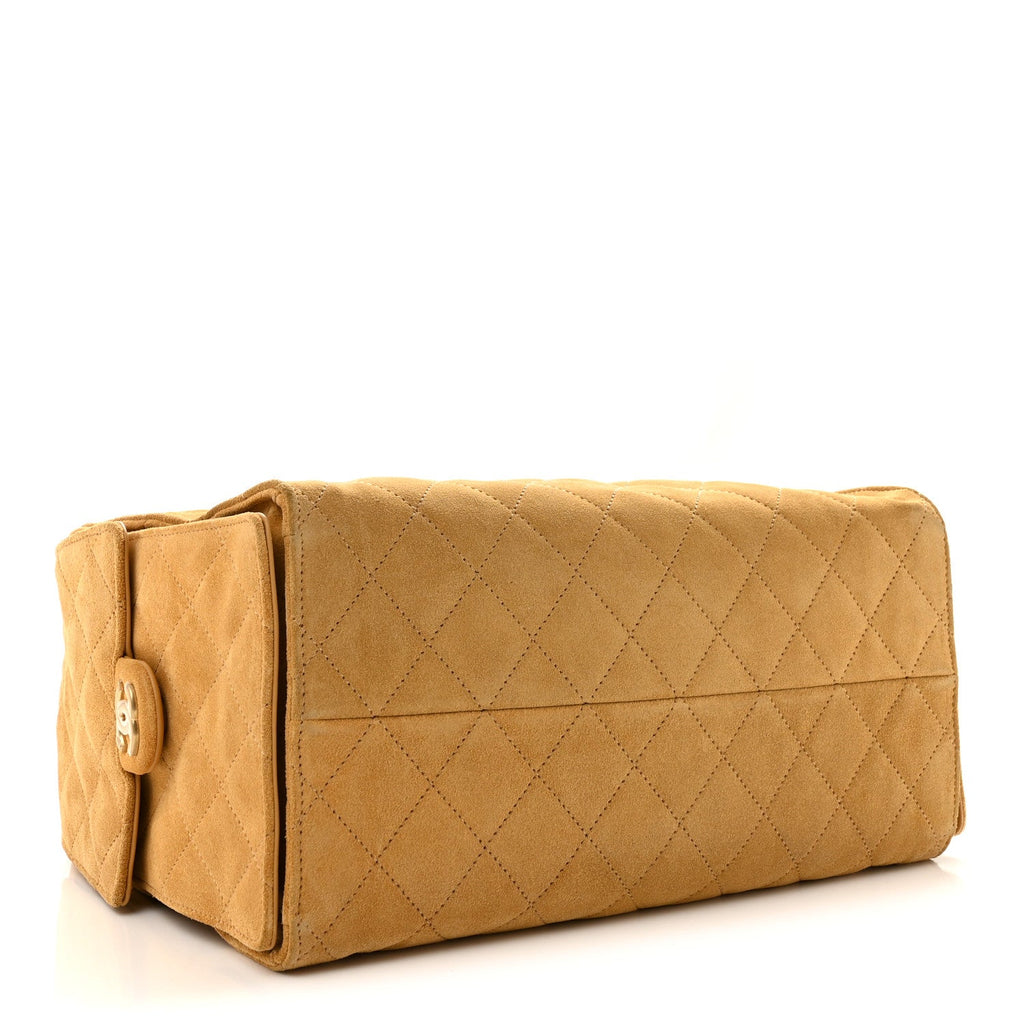 Suede Quilted Medium Chanel 25 Handbag Beige