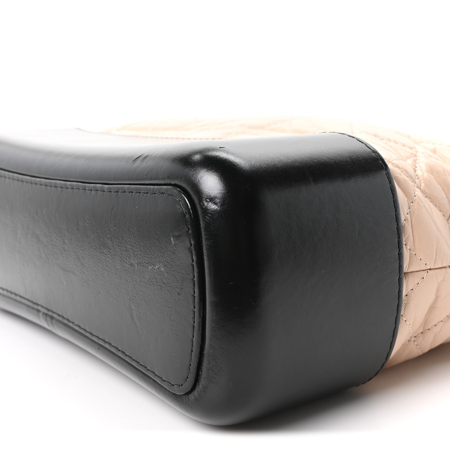 Aged Calfskin Quilted Medium Gabrielle Hobo Beige Black