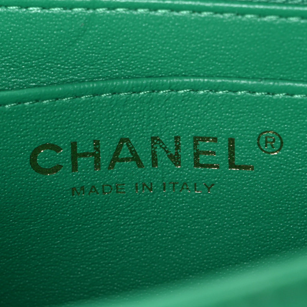 Lambskin Quilted Mini Square Flap Green