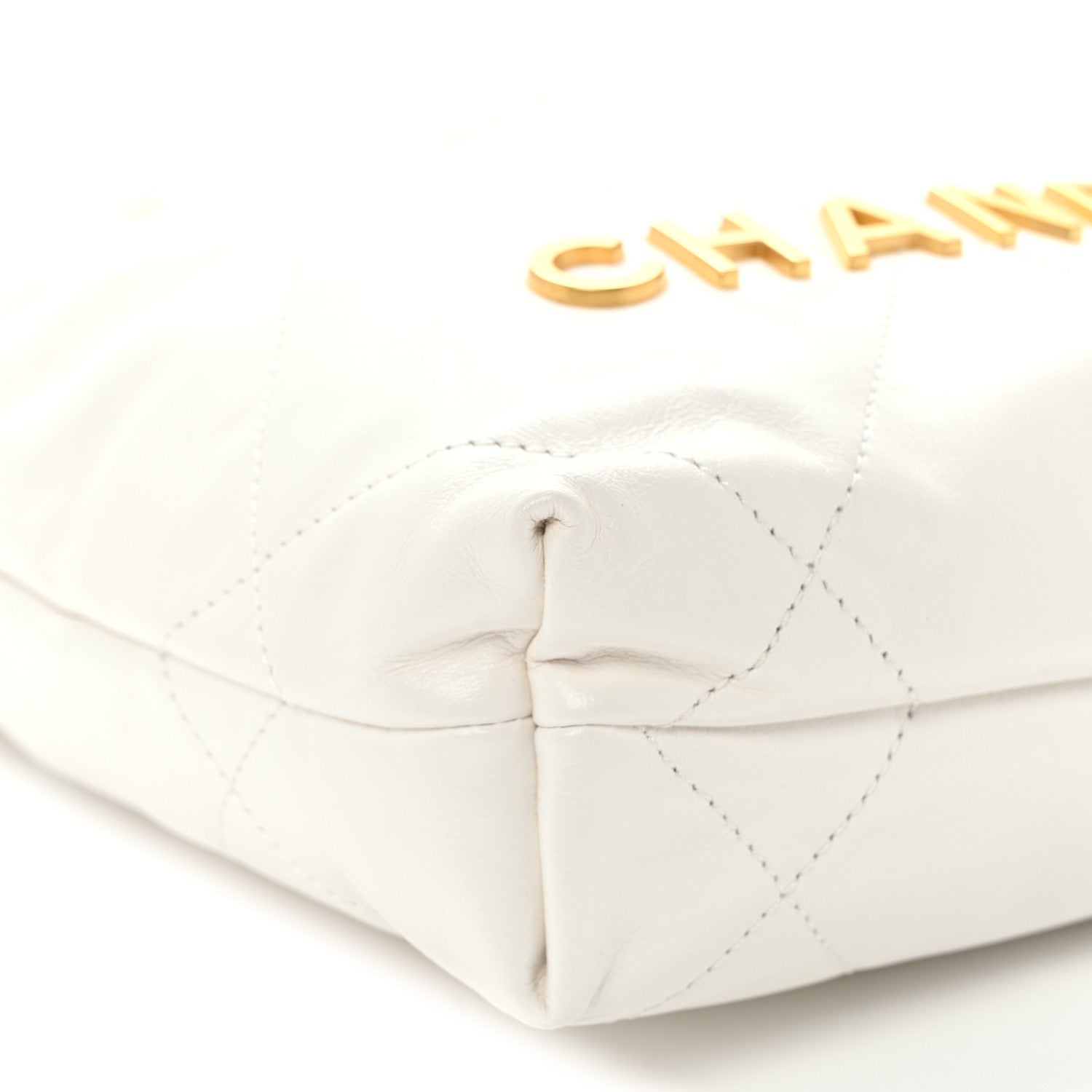 Shiny Calfskin Quilted Mini Chanel 22 White