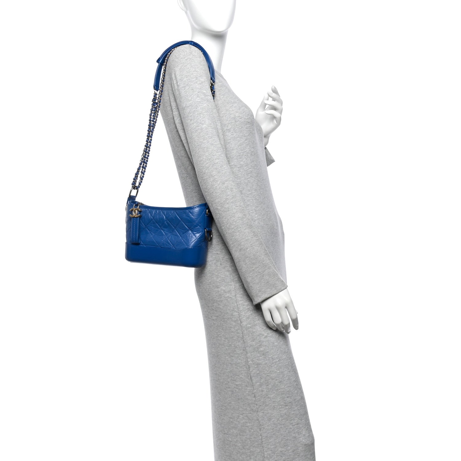 Aged Calfskin Quilted Small Gabrielle Hobo Blue