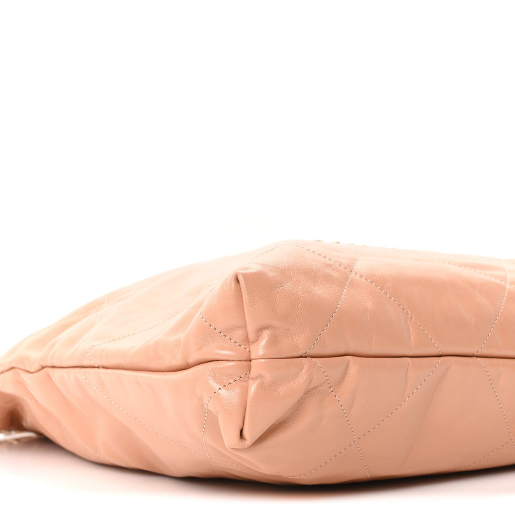 Shiny Calfskin Quilted Chanel 22 Beige