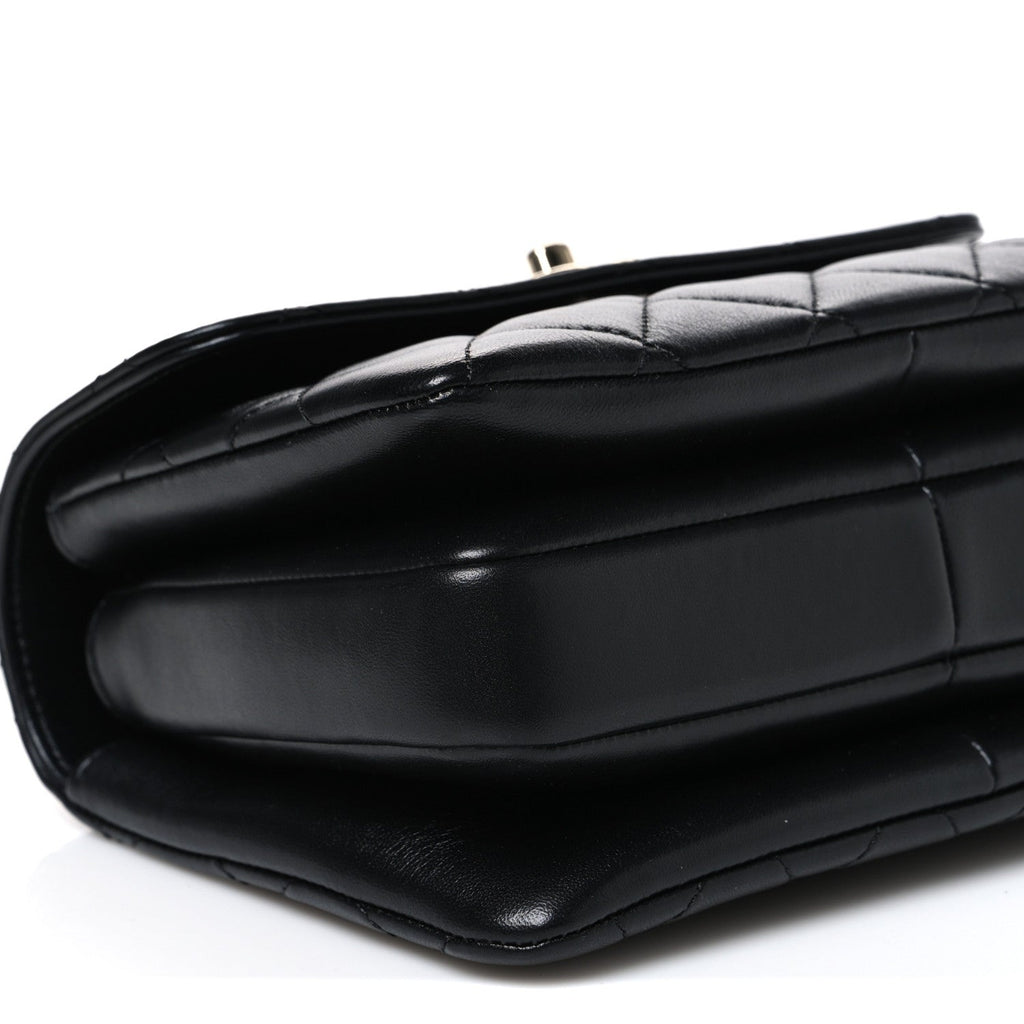 Lambskin Quilted Mini Trendy CC Dual Handle Flap Bag Black