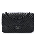Lambskin Chevron Quilted Jumbo Double Flap  So Black