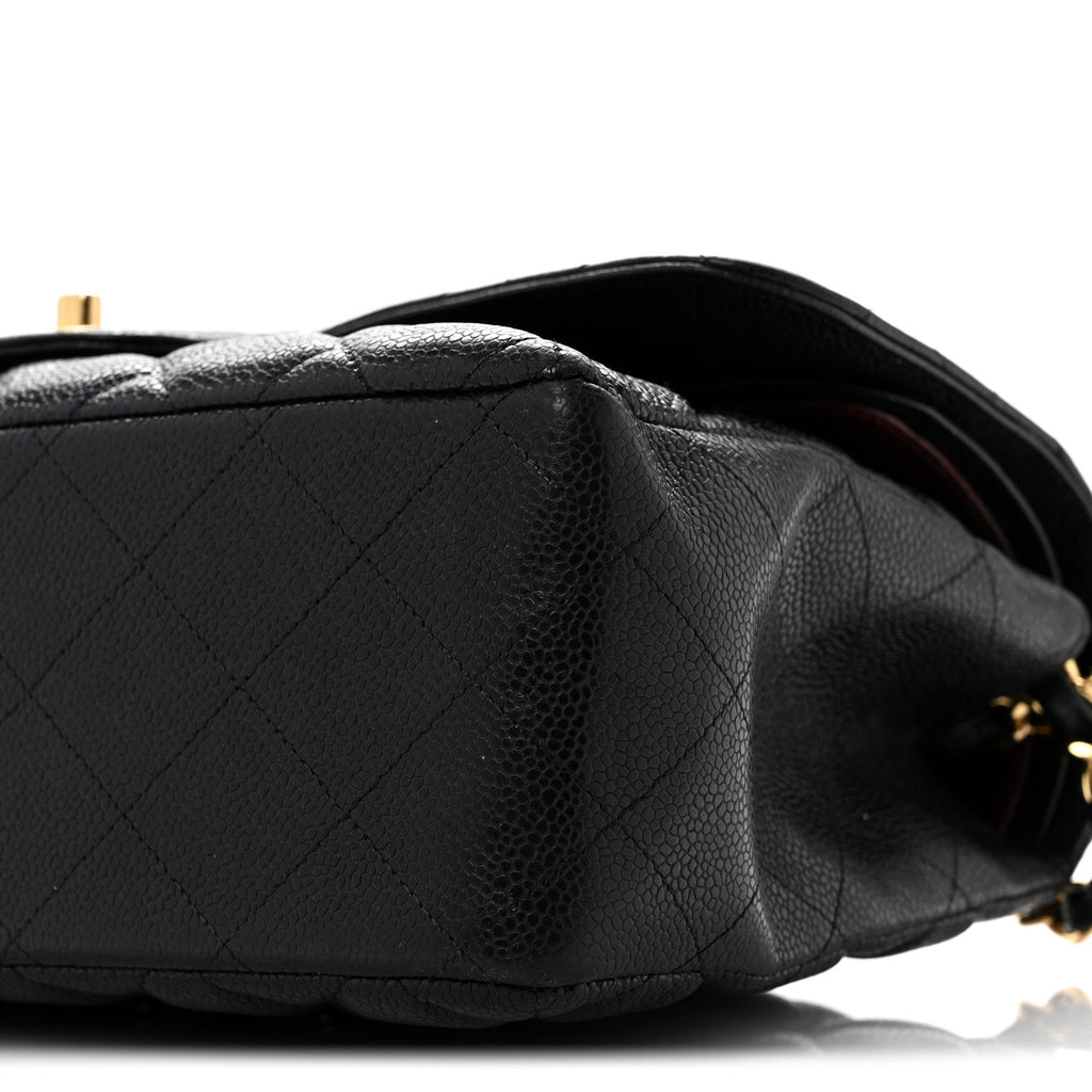 Caviar Quilted Jumbo Double Flap Black