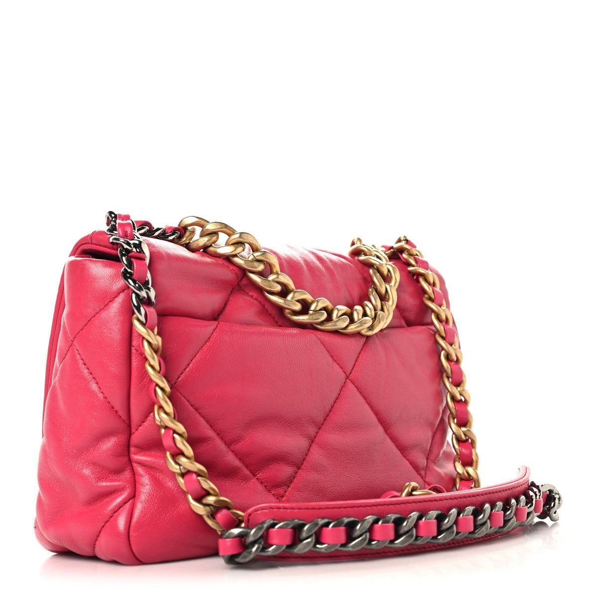 Lambskin Quilted Medium Chanel 19 Flap Dark Pink