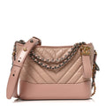 Aged Calfskin Chevron Quilted Small Gabrielle Hobo Pink