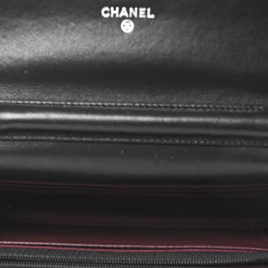 Lambskin Quilted Wallet On Chain WOC Black