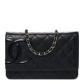 Calfskin Quilted Cambon Wallet on Chain WOC Black