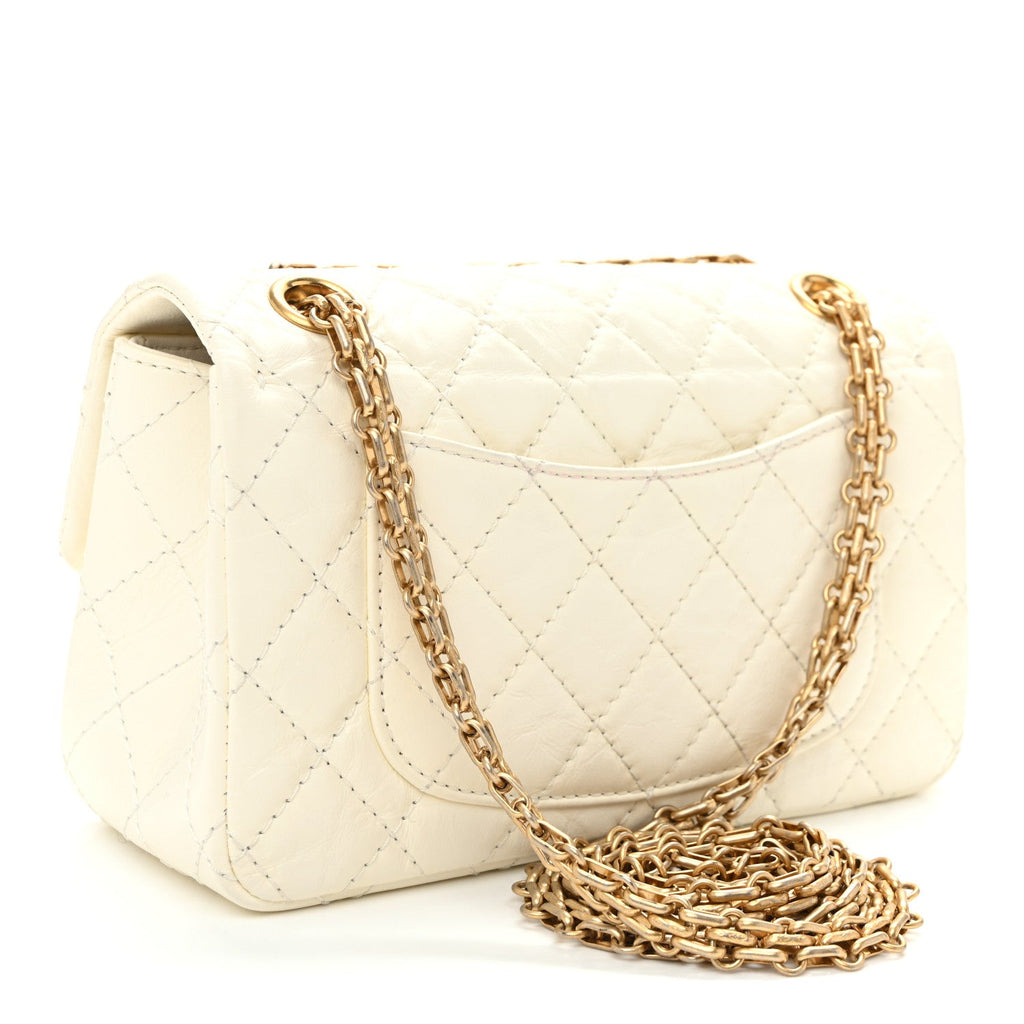 Aged Calfskin Quilted 2.55 Reissue Mini Flap White White
