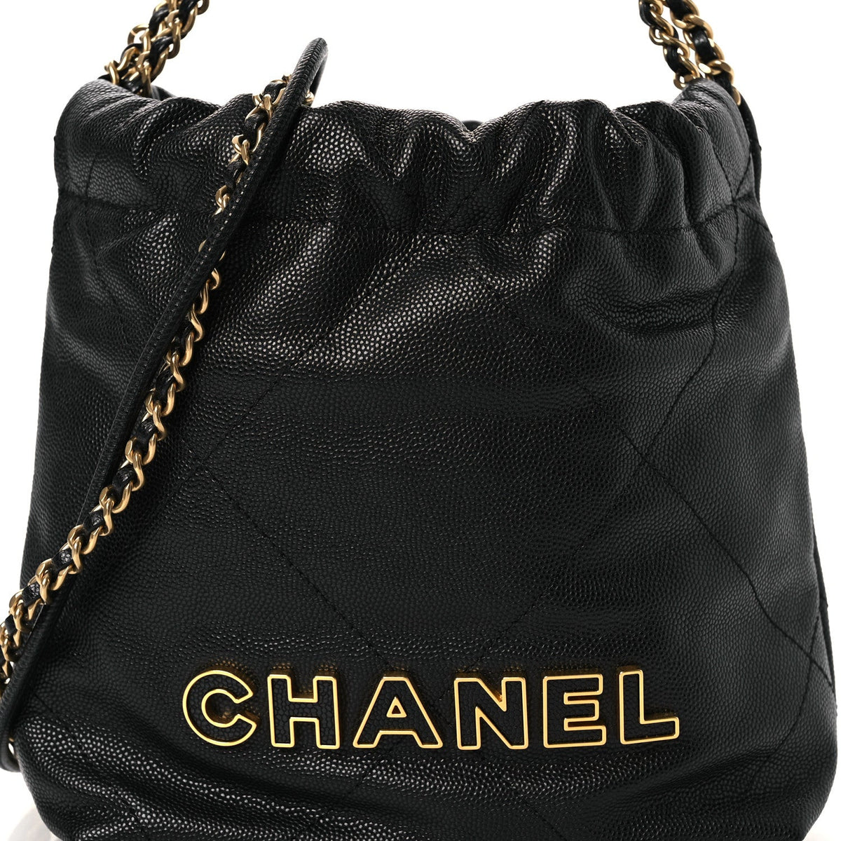 Shiny Caviar Quilted Mini Chanel 22 Black