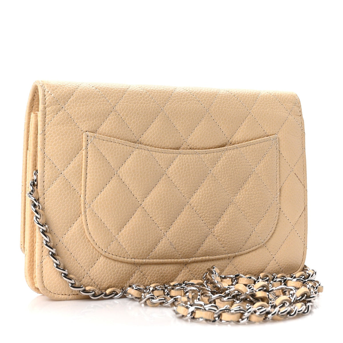 Caviar Quilted Wallet on Chain WOC Beige Clair