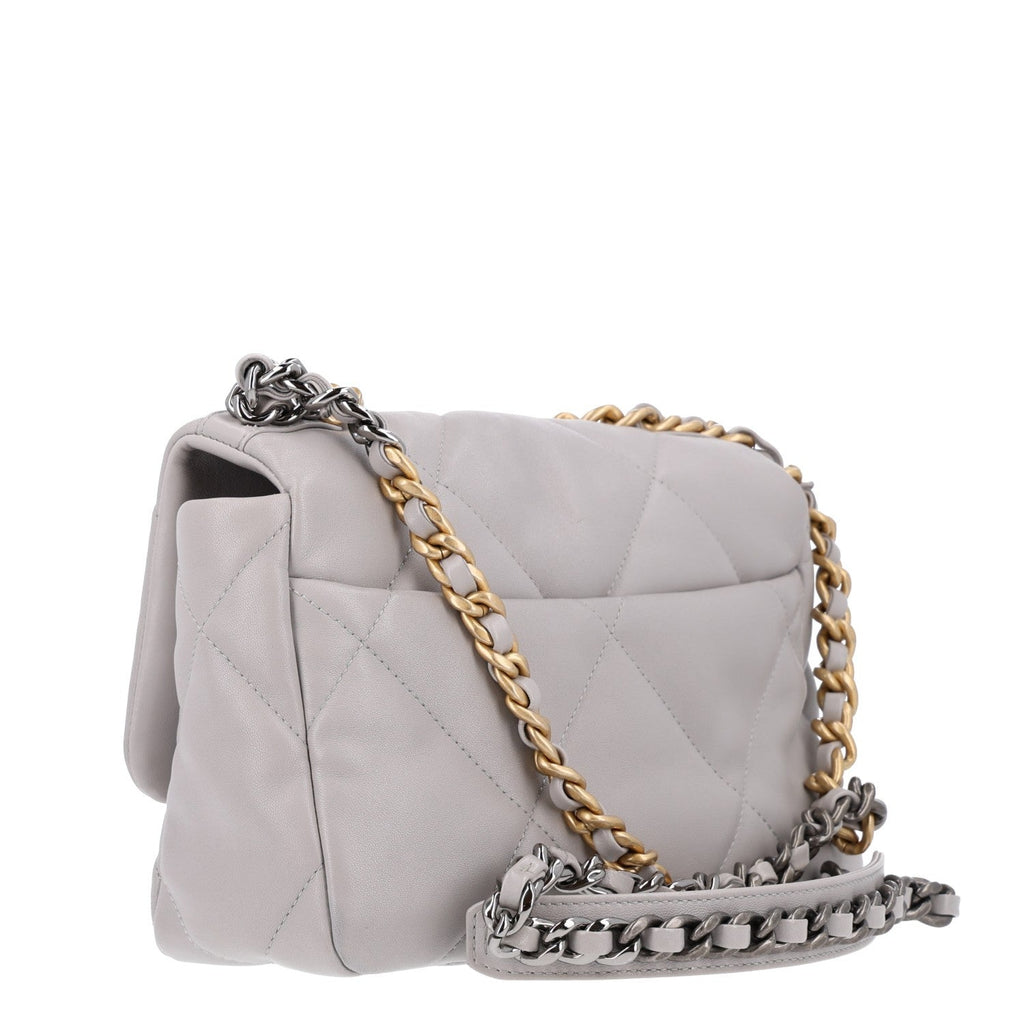 Lambskin Quilted Medium Chanel 19 Flap Grey