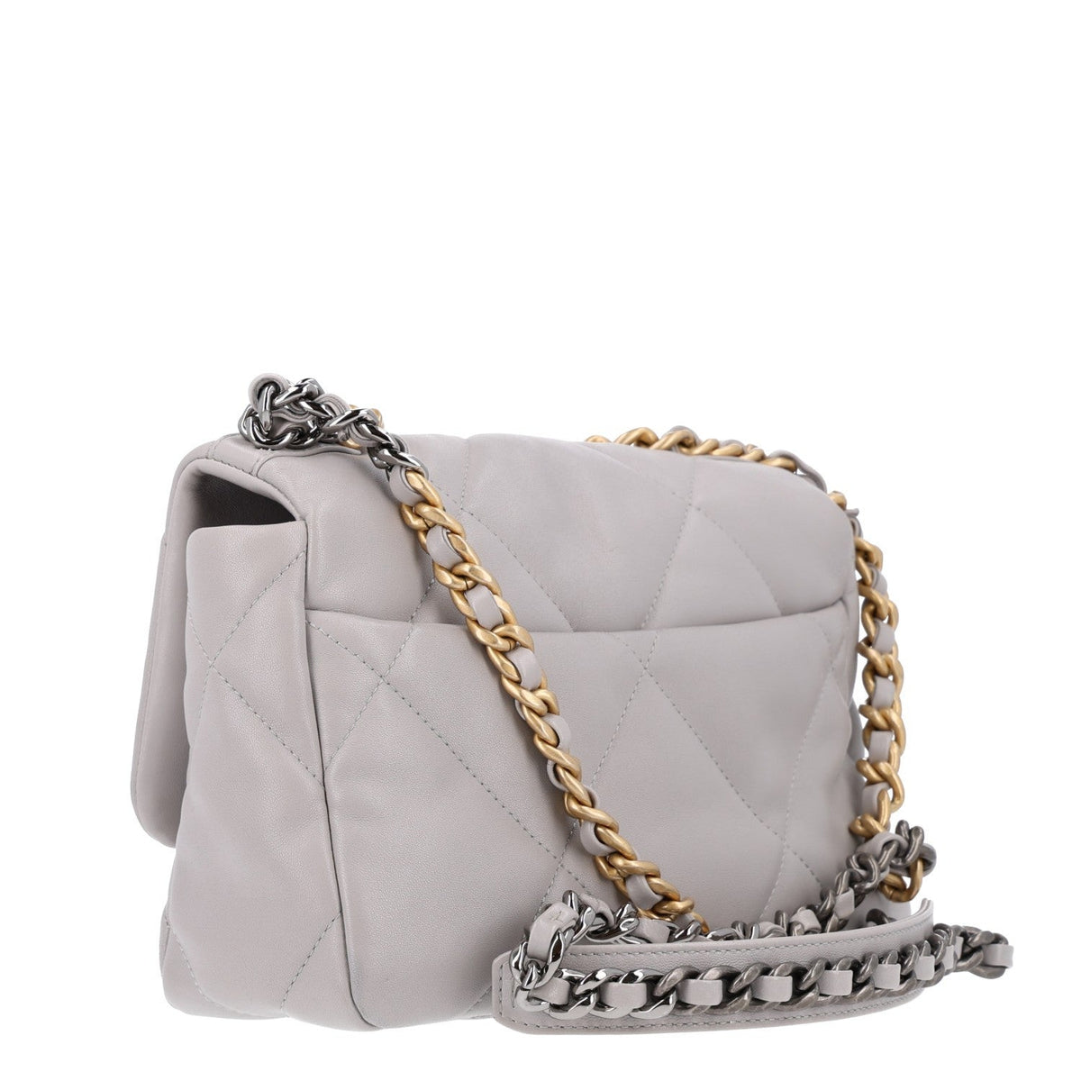 Lambskin Quilted Medium Chanel 19 Flap Grey