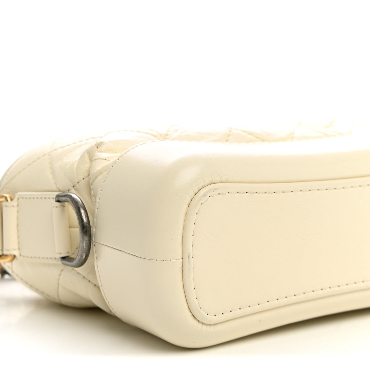 Aged Calfskin Quilted Small Gabrielle Hobo White