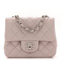 Lambskin Quilted Mini Square Flap Light Pink