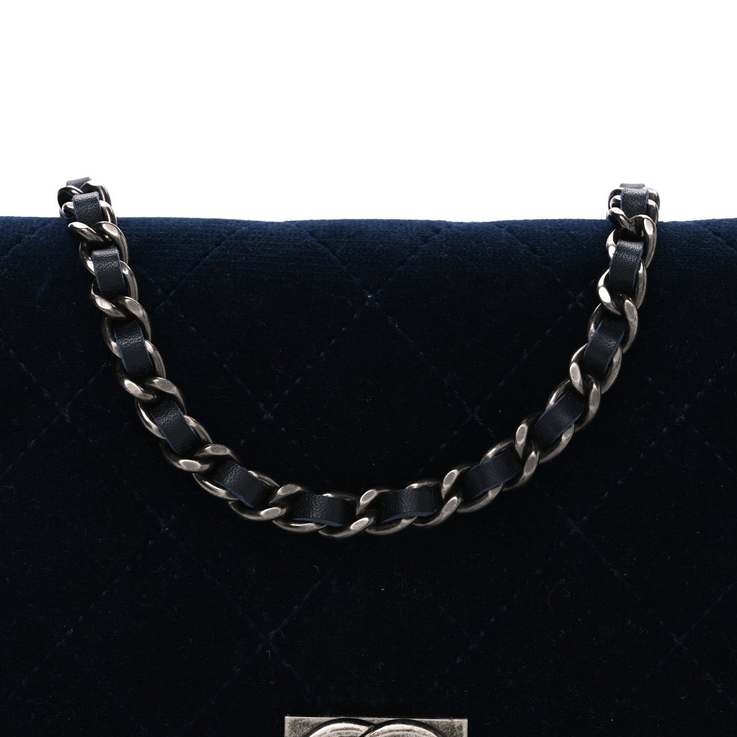 Velvet Quilted Boy Wallet On Chain WOC Blue