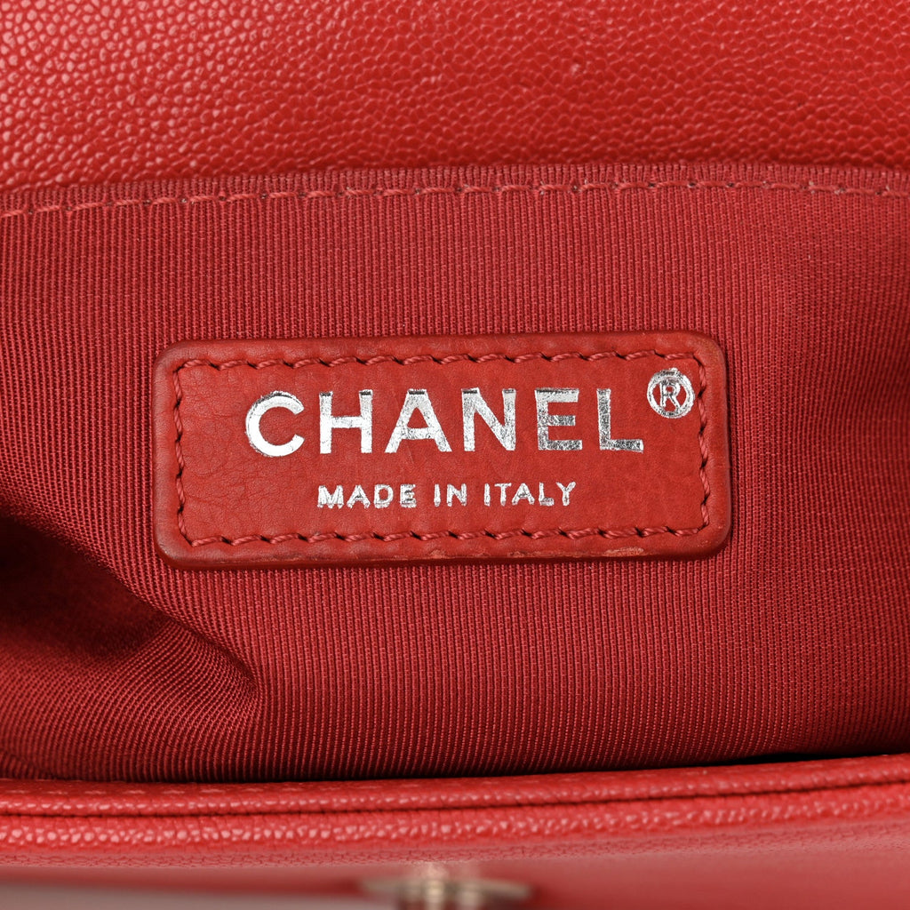 Caviar Quilted Small Boy Flap Red