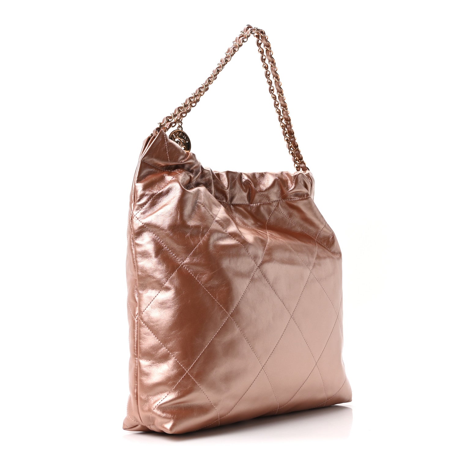 Metallic Calfskin Quilted Chanel 22 Copper
