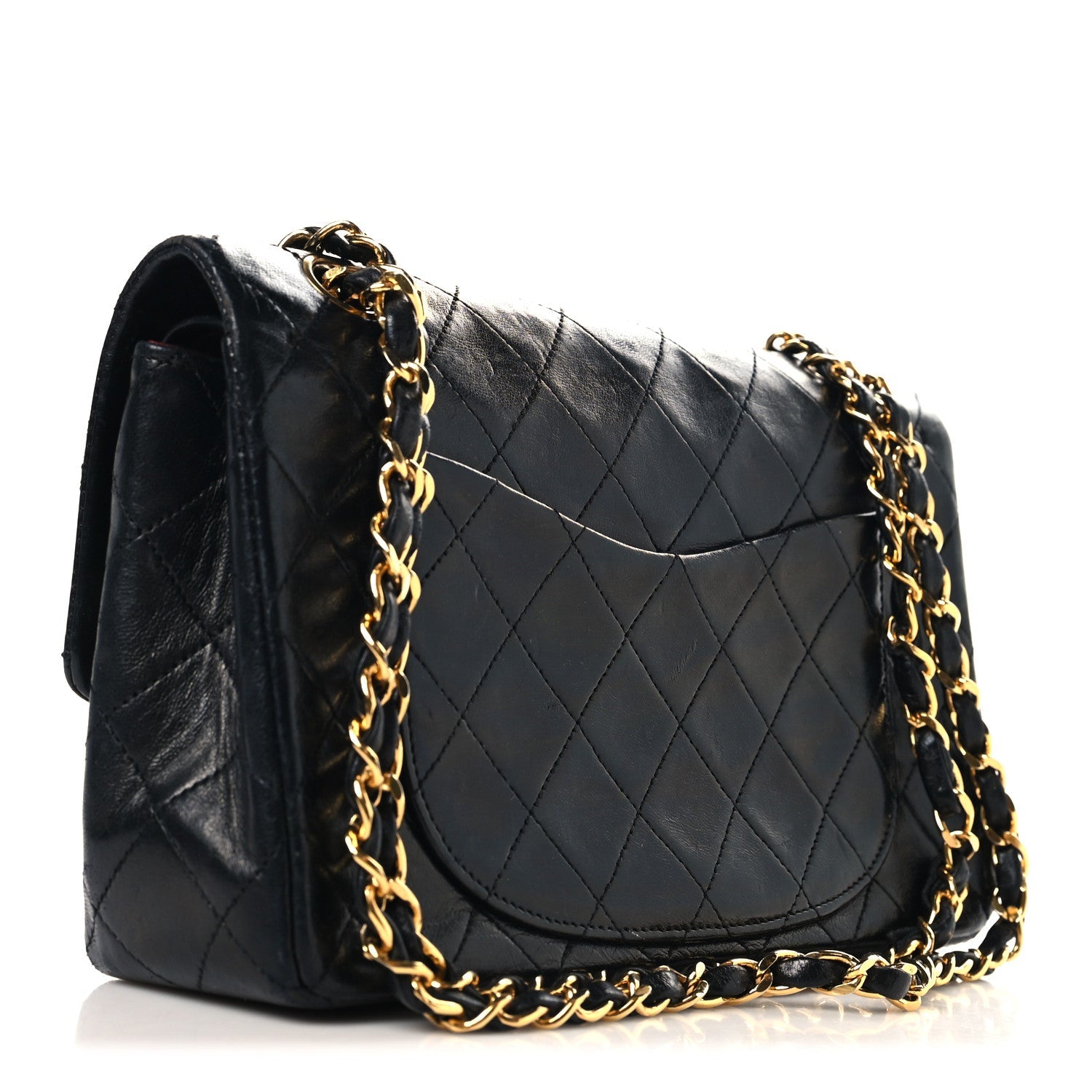 Lambskin Quilted Small Double Flap Black