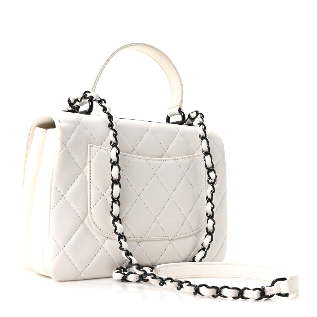 Lambskin Quilted Small Trendy CC Dual Handle Flap Bag White
