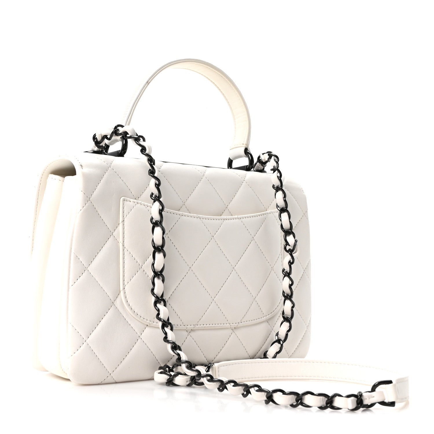 Lambskin Quilted Small Trendy CC Dual Handle Flap Bag White