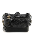 Aged Calfskin Quilted Small Gabrielle Hobo Black