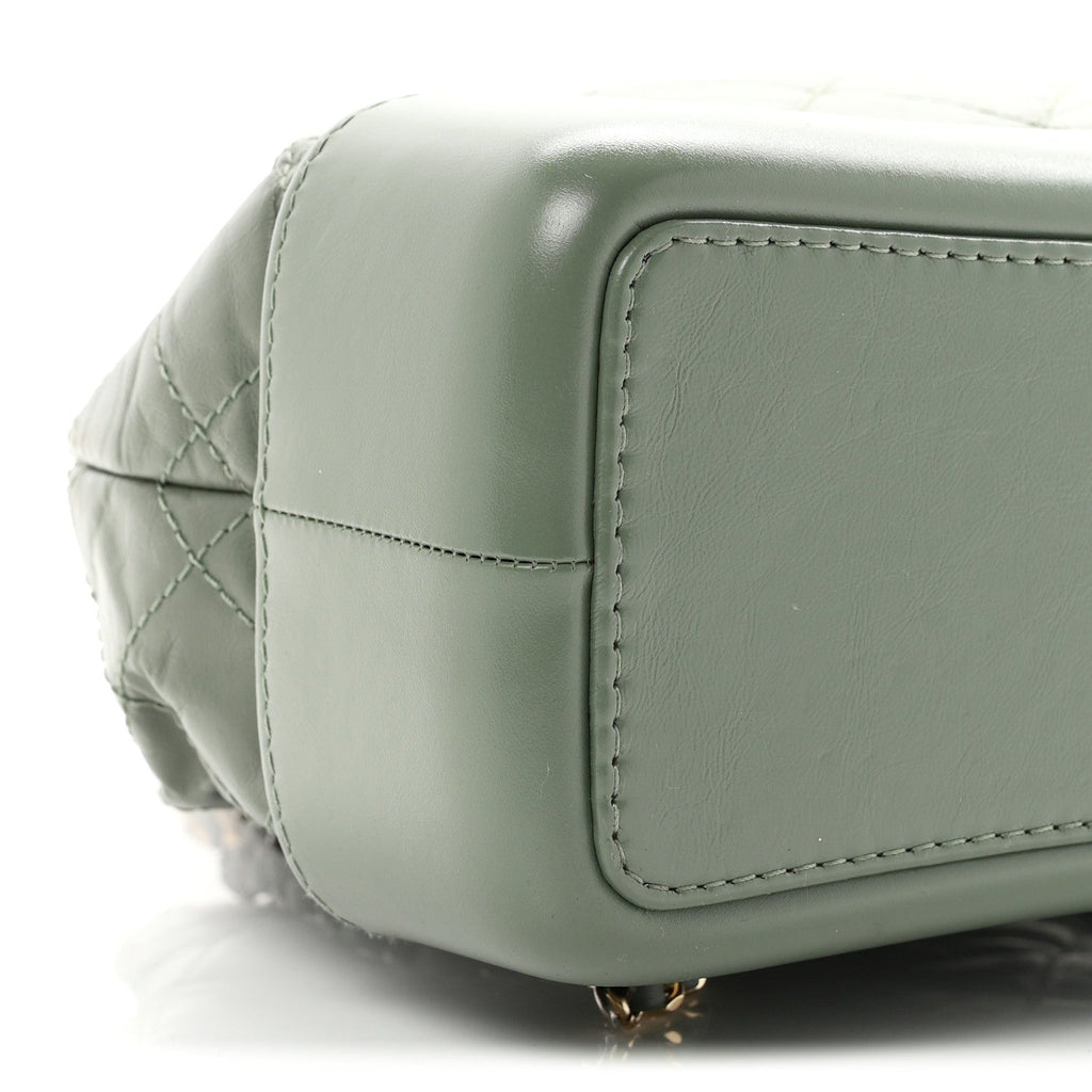 Aged Calfskin Quilted Small Gabrielle Backpack Green
