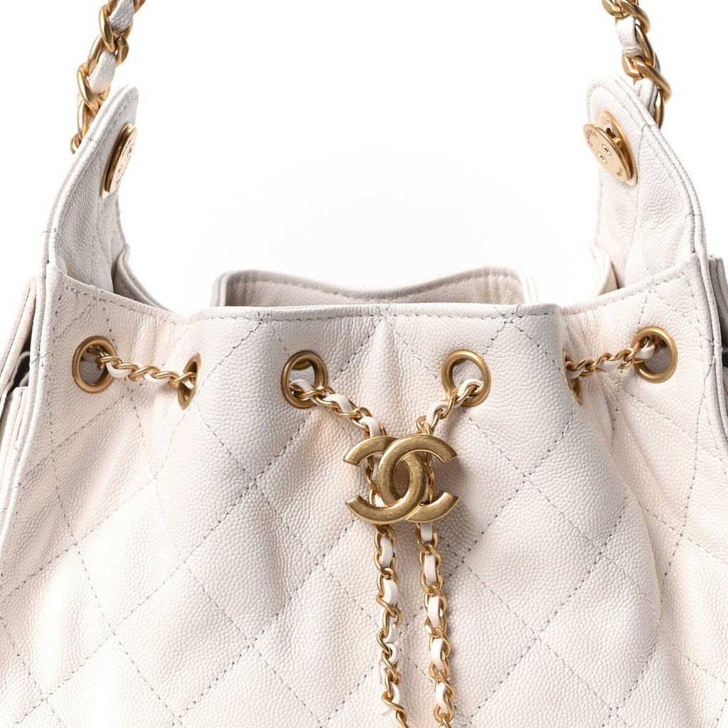 Caviar Quilted Mini Chanel 25 Handbag White