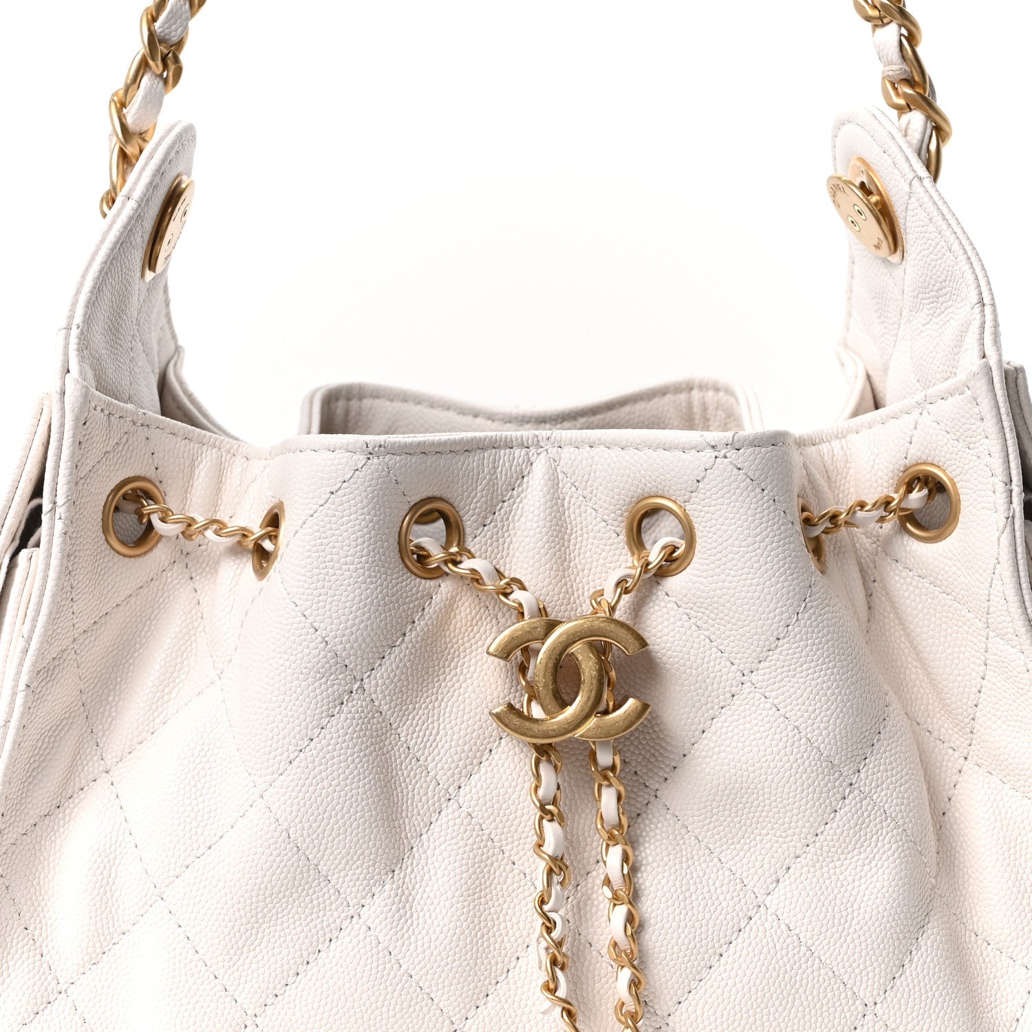Caviar Quilted Mini Chanel 25 Handbag White