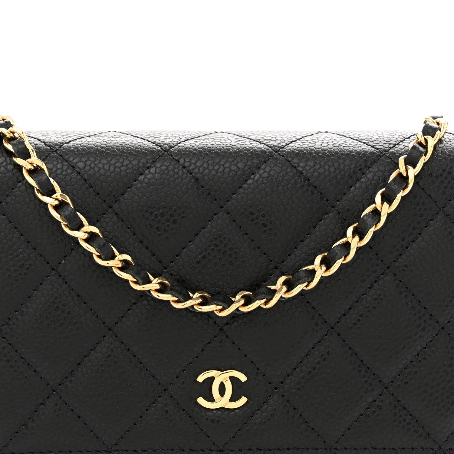 Caviar Quilted Wallet on Chain WOC Black