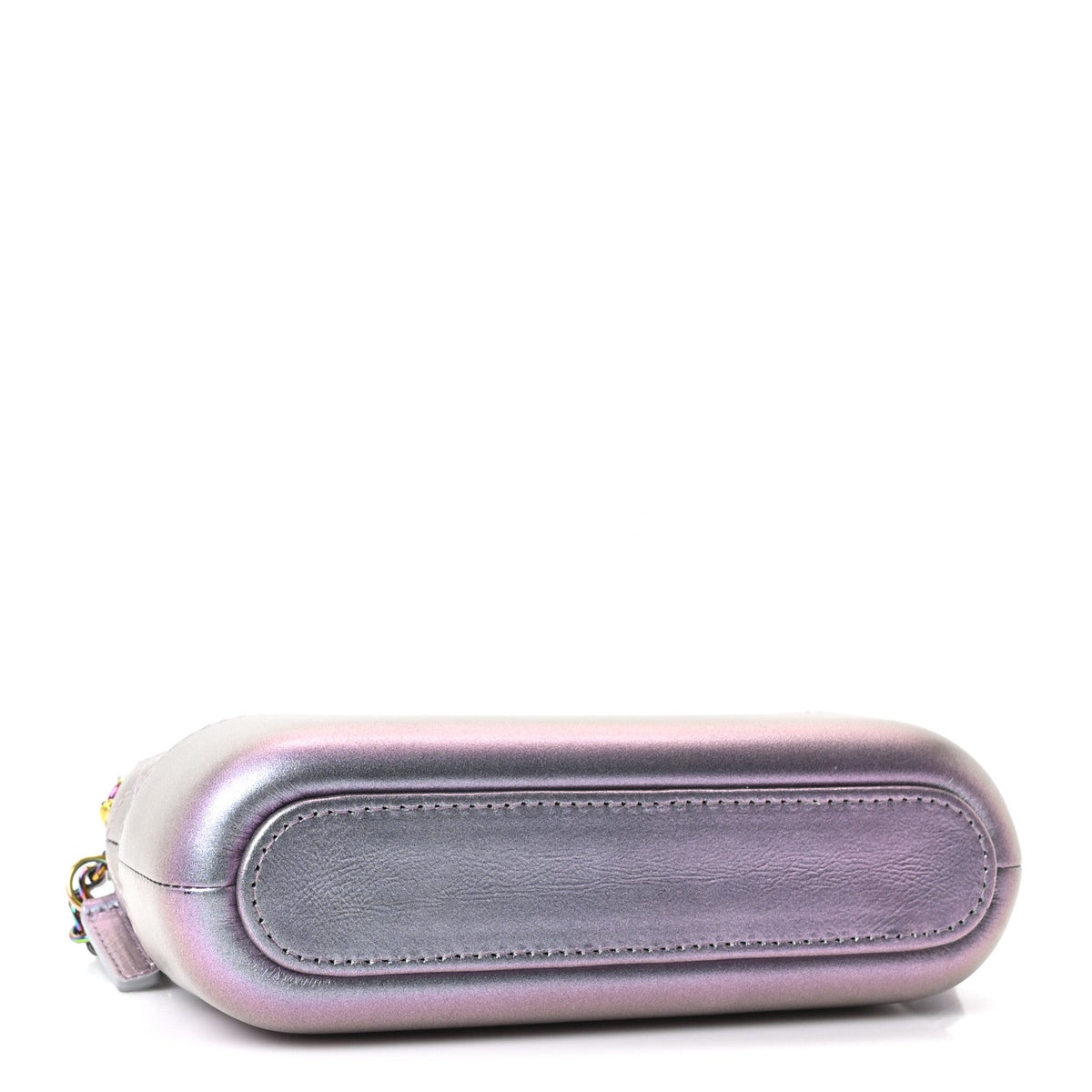 Iridescent Lambskin Calfskin Quilted Small Gabrielle Clutch With Chain Light Purple