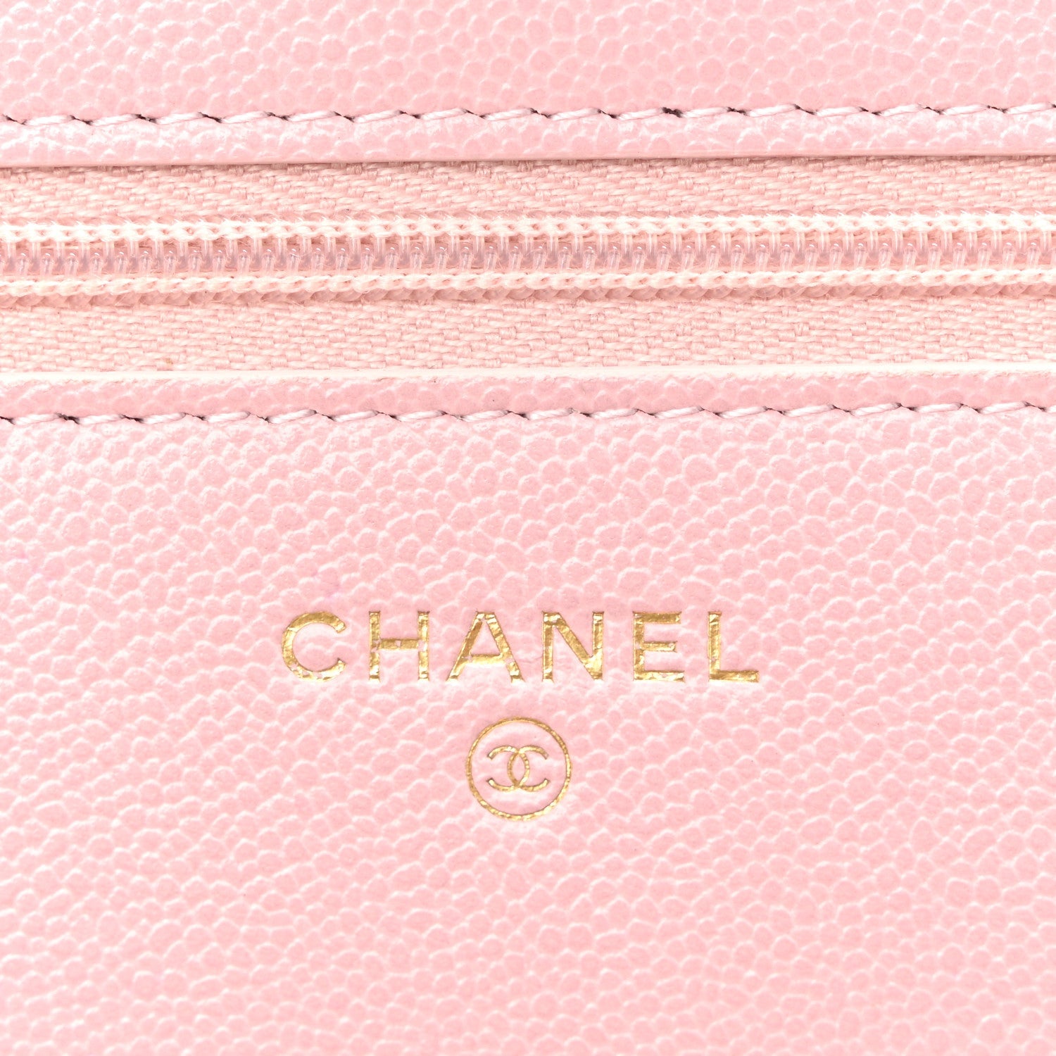 Caviar Quilted Studded CC Wallet on Chain WOC Light Pink