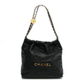 Shiny Calfskin Quilted Small Chanel 22 Black