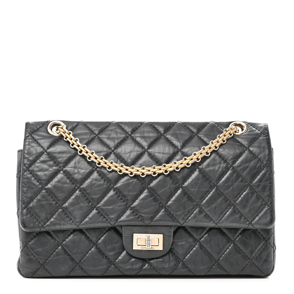 Aged Calfskin Quilted 2.55 Reissue 226 Flap Black