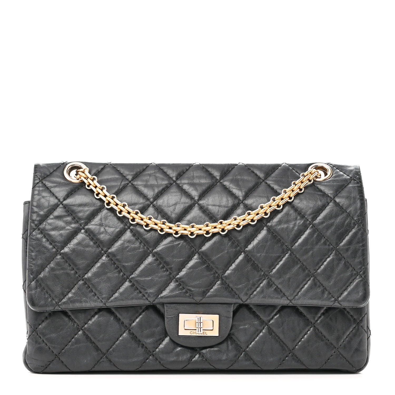 Aged Calfskin Quilted 2.55 Reissue 226 Flap Black