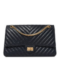 Aged Calfskin Chevron Quilted 2.55 Reissue 226 Flap Navy Blue